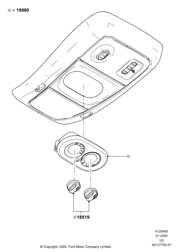 05E - Heater & Air Conditioning Controls, With Aux Overhead Heater And A/C; 19/JUL/2005-16/DEC/2010