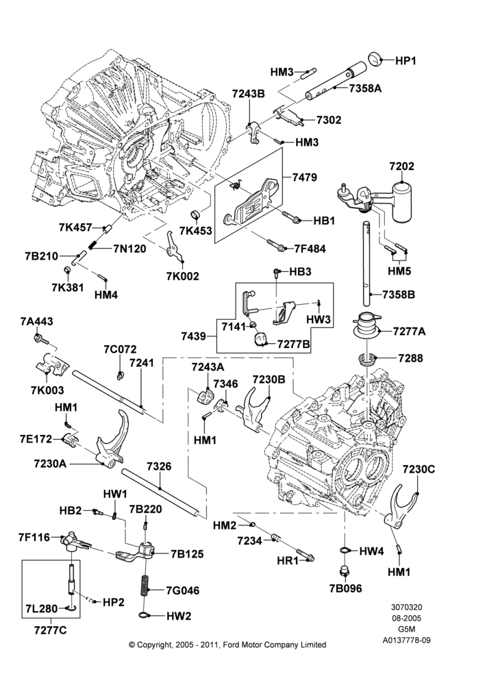 20 - Manual Transaxle Gearshift, 5 Speed Manual (G5M); 01/AUG/2005-04/FEB/2009
