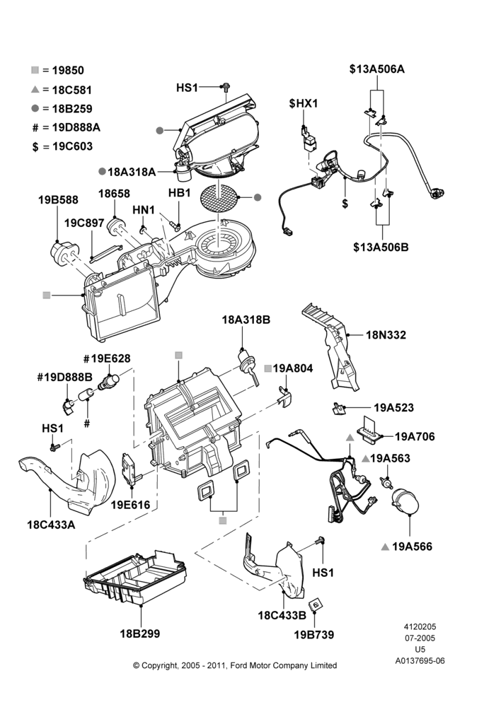 05B - Heater/Air Cond.External Components, Manual Air Conditioning; 19/JUL/2005-16/DEC/2010
