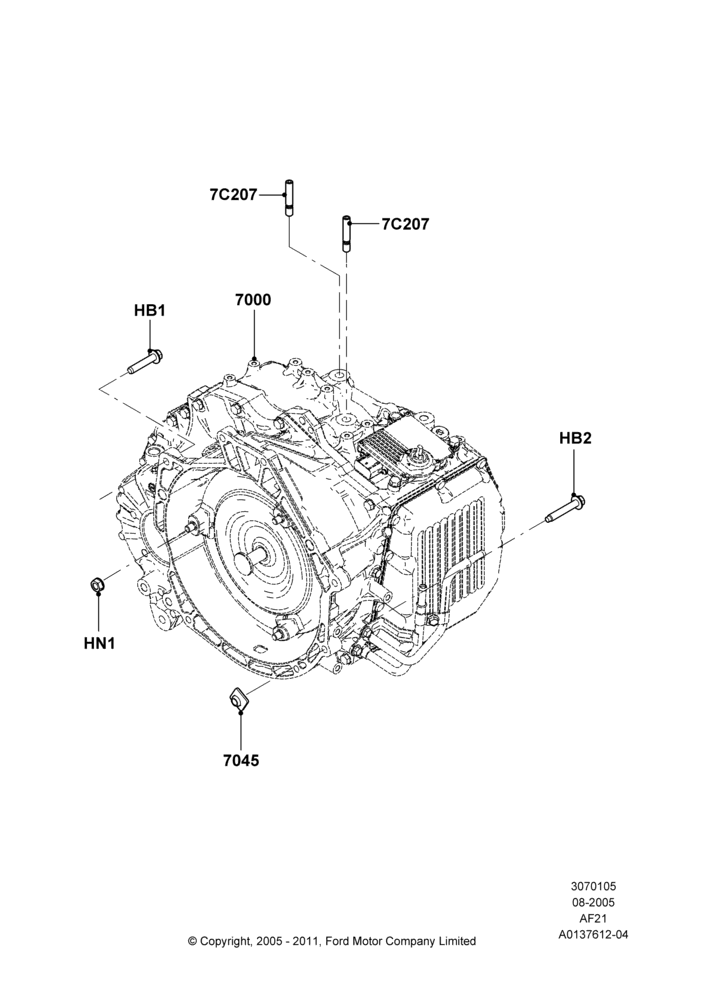 05B - Transmission & Speedometer Drive, 6-Speed Automatic Transaxle - AWF21; 01/AUG/2005-29/JUL/2012