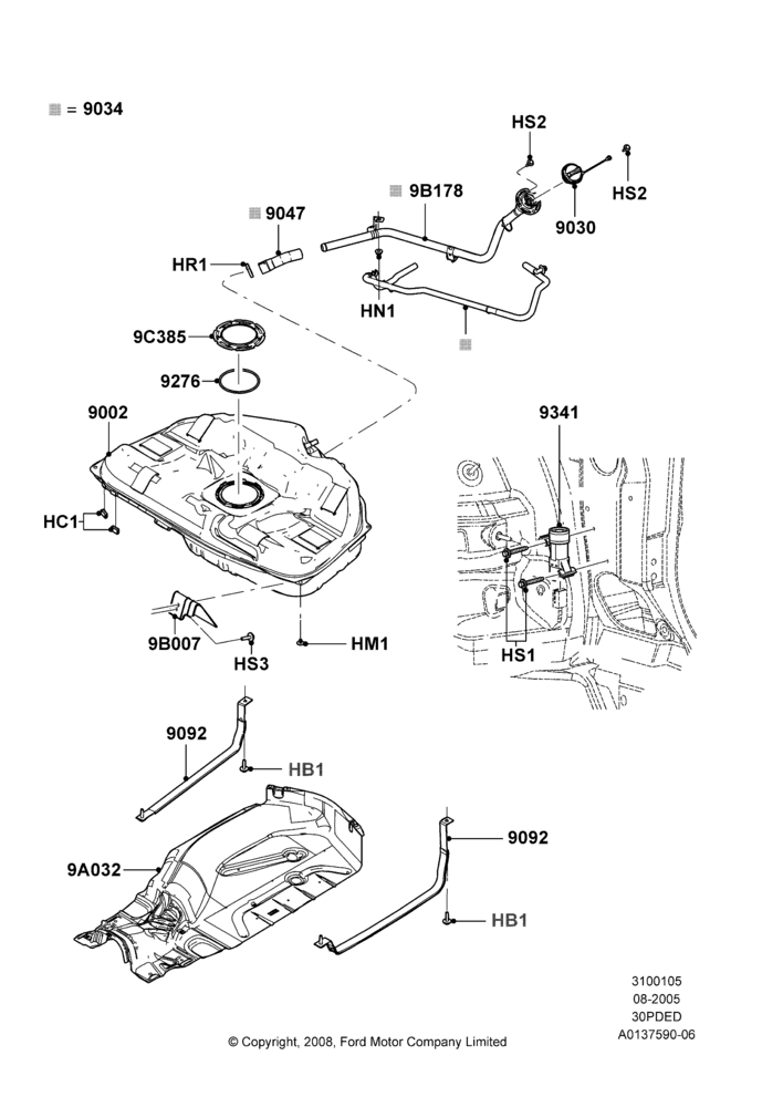 05E - Fuel Tank, 3.0 DOHC EFI, FWD; 01/AUG/2005-04/FEB/2009