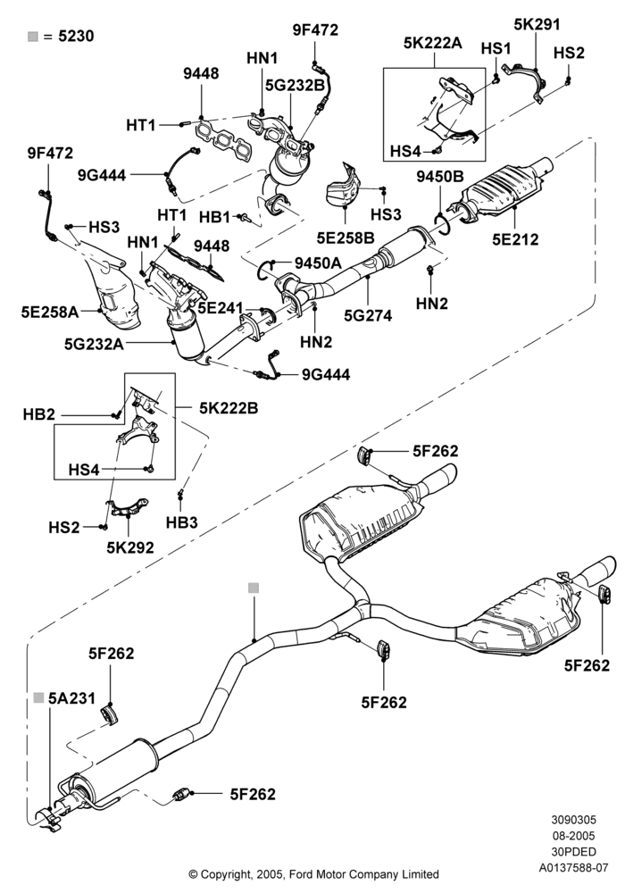 05E - Exhaust System, 3.0 DOHC EFI; 01/AUG/2005-30/AUG/2006