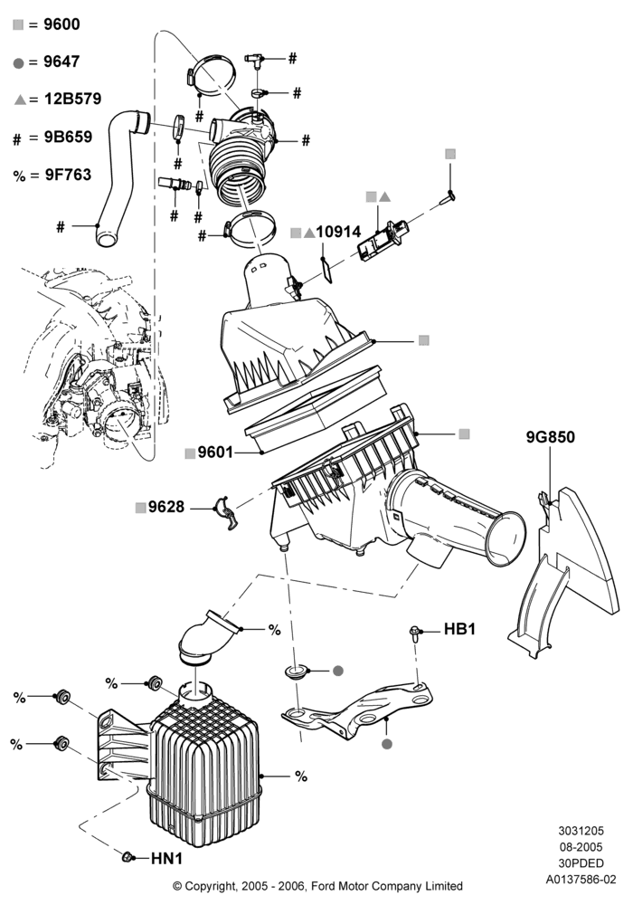 05F - Air Cleaner, 3.0 DOHC EFI; 01/AUG/2005-04/FEB/2009