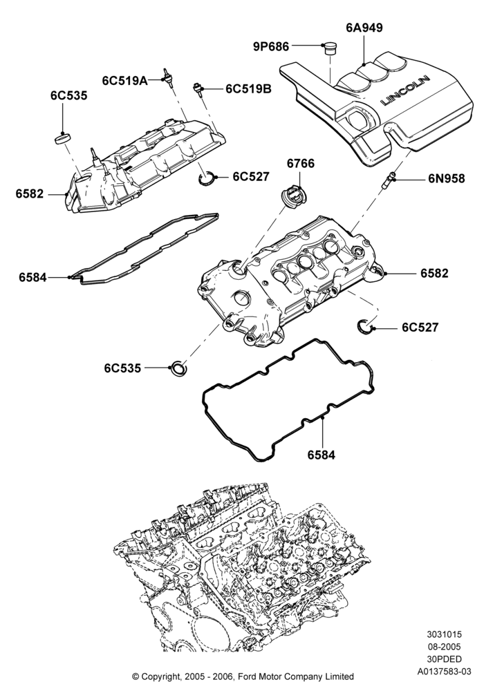 15E - Cylinder Head Cover, 3.0 DOHC EFI; 01/AUG/2005-04/FEB/2009