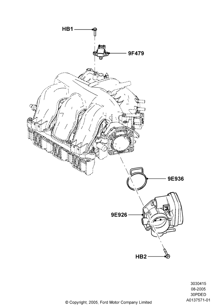 15F - Throttle Housing, 3.0 DOHC EFI; 01/AUG/2005-04/FEB/2009