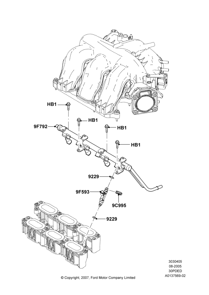05E - Fuel Injectors and Pipes, 3.0 DOHC EFI; 01/AUG/2005-04/FEB/2009