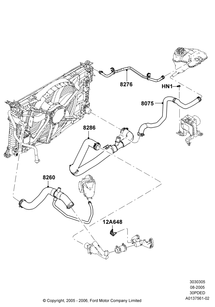 05E - Cooling System Pipes and Hoses, 3.0 DOHC EFI; 01/AUG/2005-04/FEB/2009