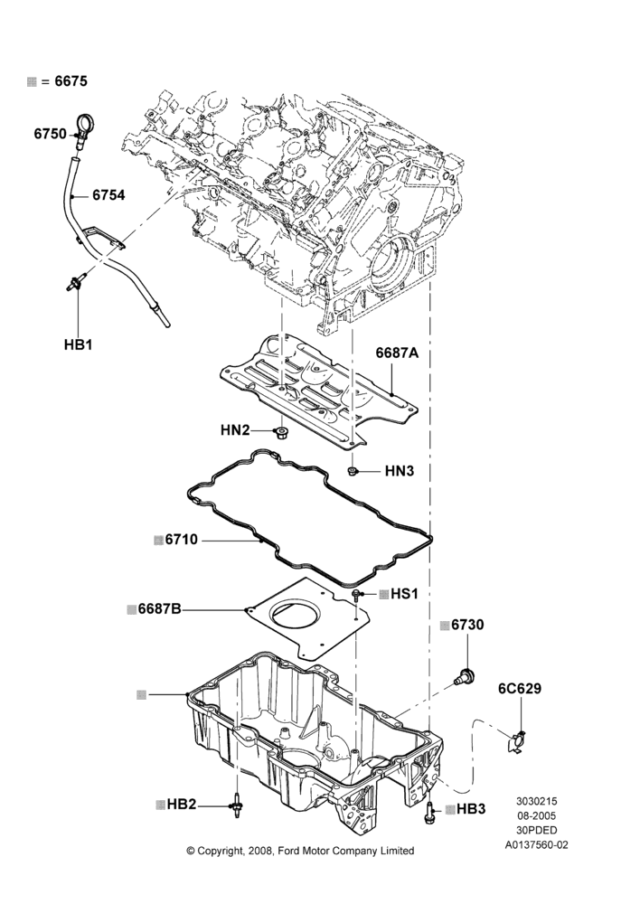 15E - Oil Pan/Oil Level Indicator, 3.0 DOHC EFI; 01/AUG/2005-04/FEB/2009