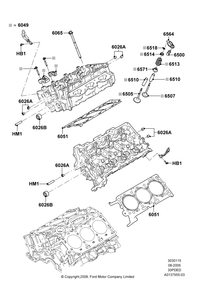 15E - Cylinder Head, 3.0 DOHC EFI; 01/AUG/2005-04/FEB/2009
