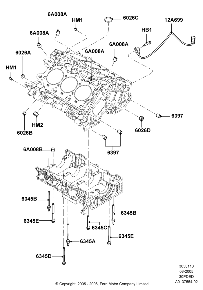 10E - Cylinder Block and Plugs, 3.0 DOHC EFI; 01/AUG/2005-04/FEB/2009