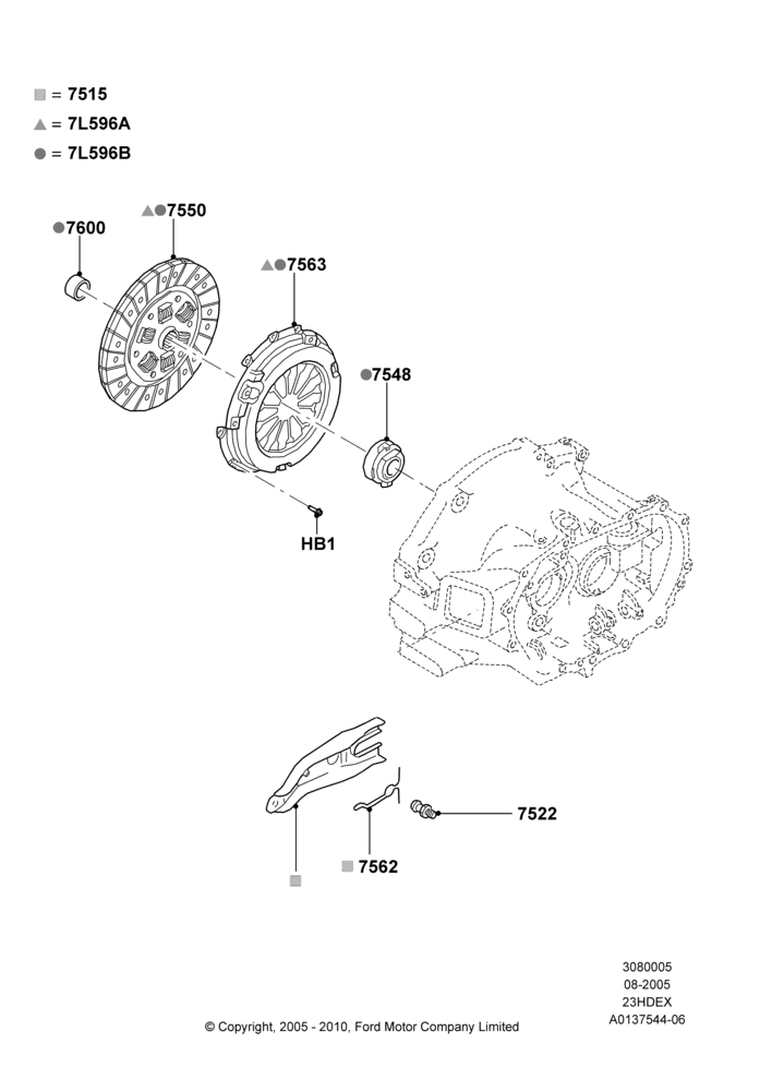 05B - Clutch, 2.3L Duratec-HE (145PS) - MI4, Manual Transmission; 01/AUG/2005-04/FEB/2009