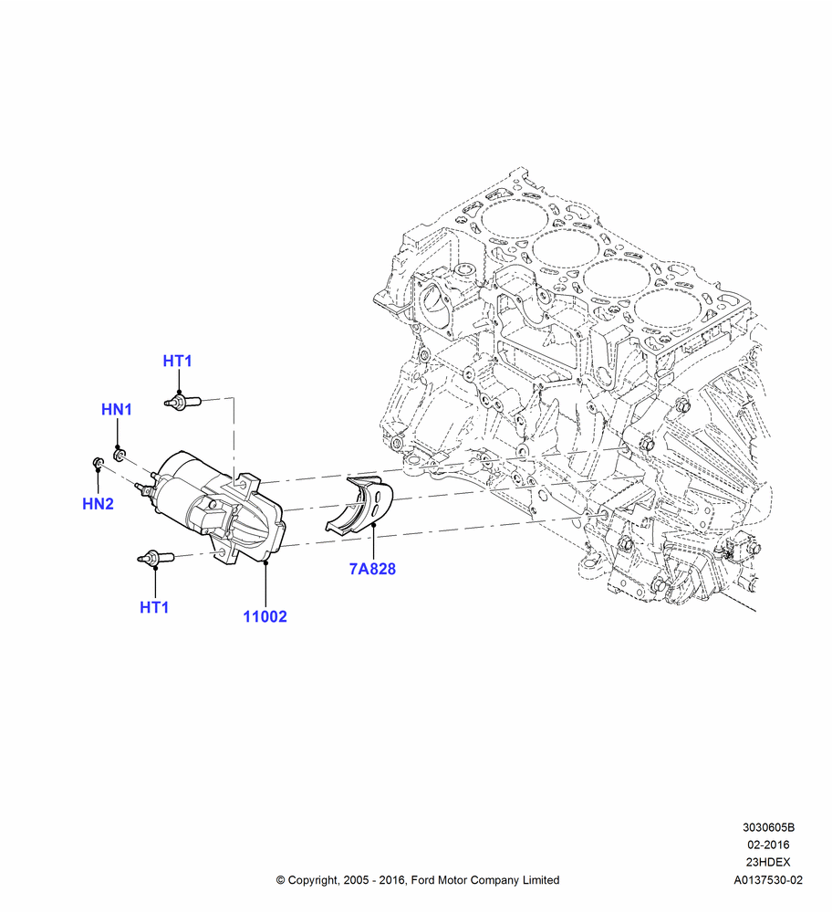 05B - Starter Motor, 2.3L Duratec-HE (145PS) - MI4; 01/AUG/2005-04/FEB/2009