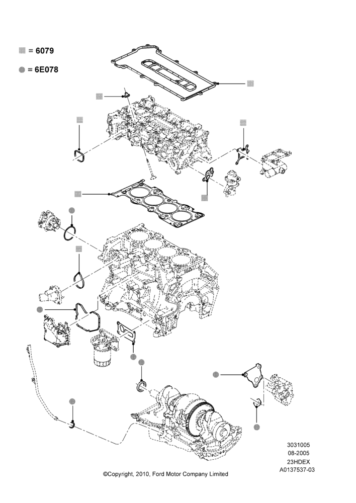 05B - Engine Gasket Kits, 2.3L Duratec-HE (145PS) - MI4; 01/AUG/2005-04/FEB/2009