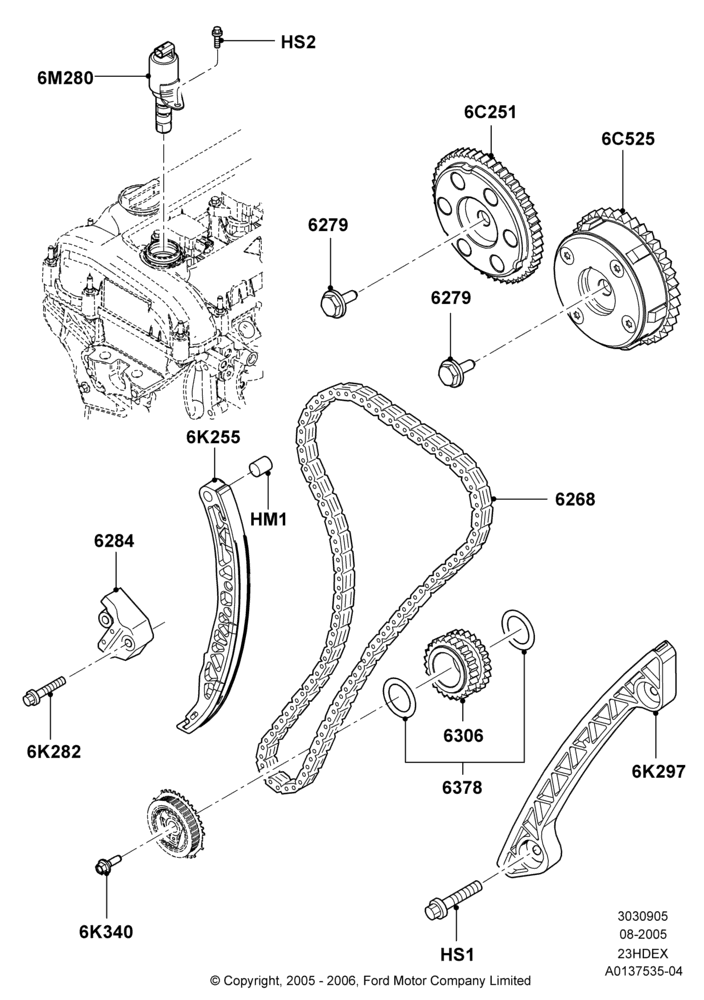 05B - Timing Gear, 2.3L Duratec-HE (145PS) - MI4; 01/AUG/2005-04/FEB/2009
