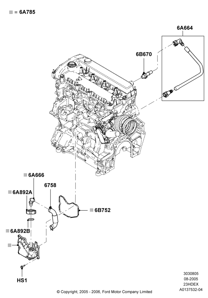 05B - Emission Control - Crankcase, 2.3L Duratec-HE (145PS) - MI4; 01/AUG/2005-04/FEB/2009
