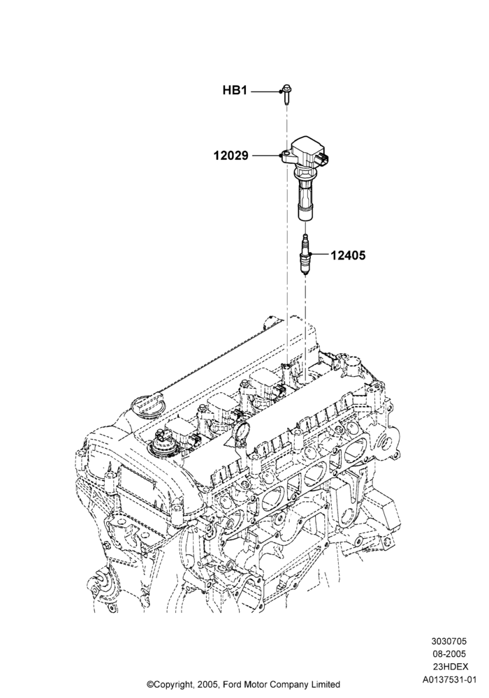 05B - Ignition Coil and Wires/Spark Plugs, 2.3L Duratec-HE (145PS) - MI4; 01/AUG/2005-04/FEB/2009