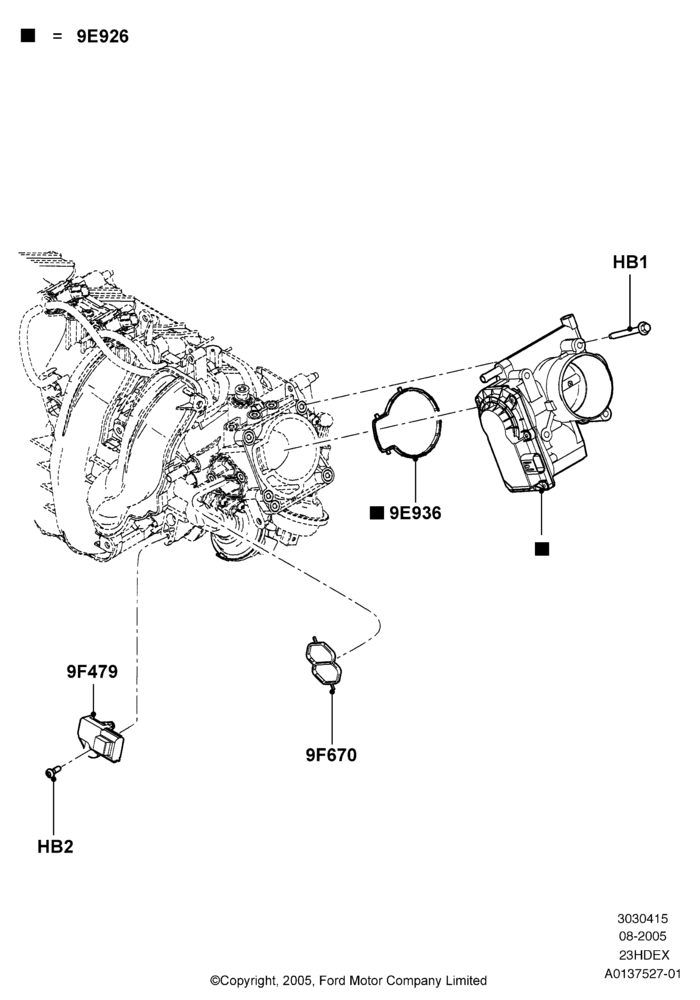 15B - Throttle Housing, 2.3L Duratec-HE (145PS) - MI4; 01/AUG/2005-04/FEB/2009
