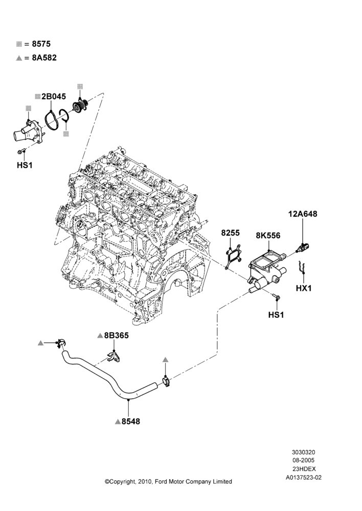 20B - Thermostat/Housing & Related Parts, 2.3L Duratec-HE (145PS) - MI4; 01/AUG/2005-04/FEB/2009