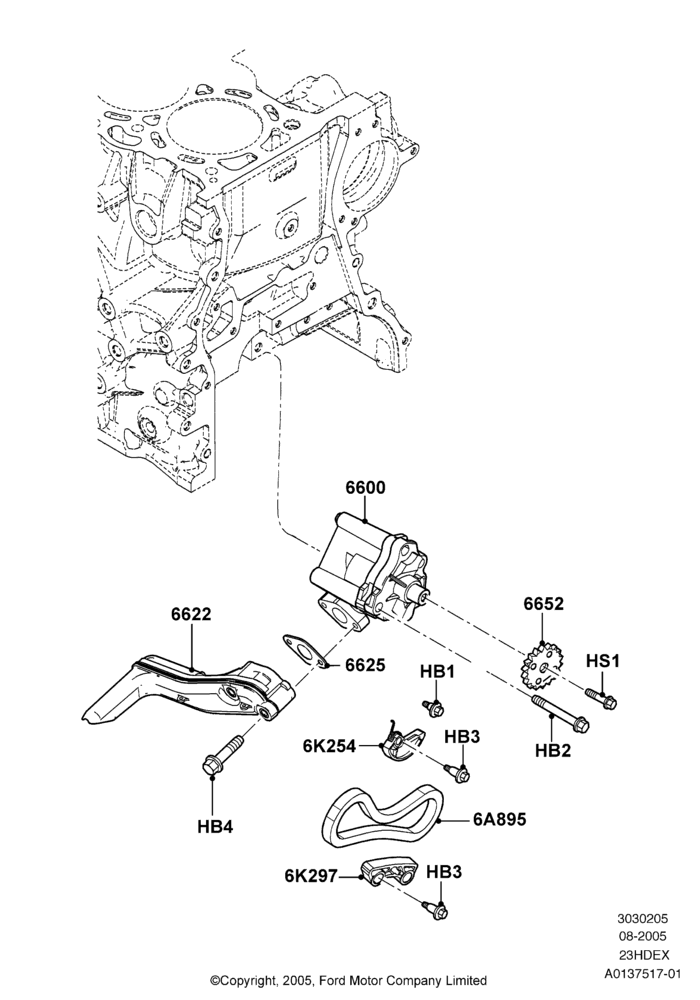 05B - Oil Pump, 2.3L Duratec-HE (145PS) - MI4; 01/AUG/2005-04/FEB/2009