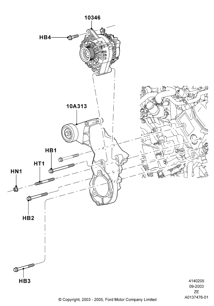 05E - Alternator and Mountings, 3.9L OHV EFI NA V6 GAS; 22/SEP/2003-12/MAY/2004