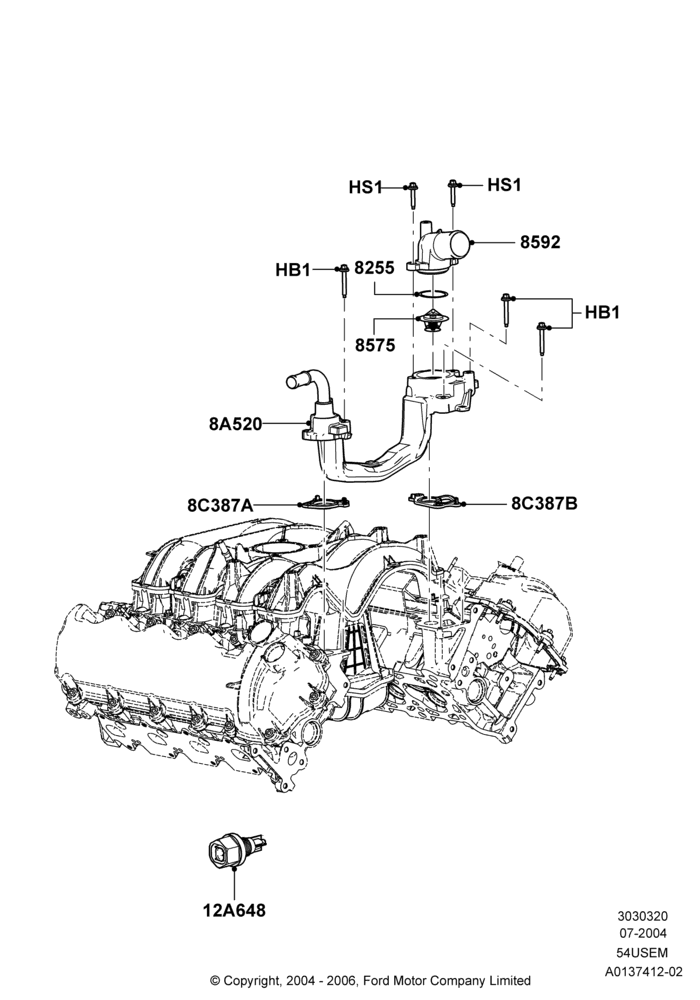 20D - Thermostat/Housing & Related Parts, 5.4L 3V V8; 19/JUL/2004-12/FEB/2010