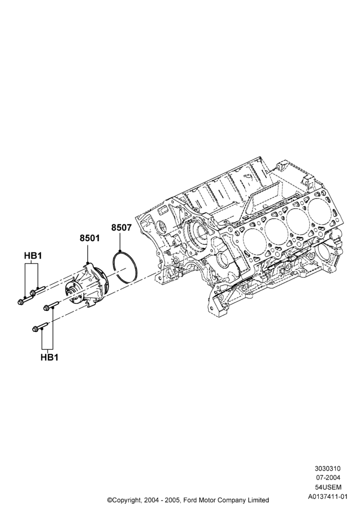 10D - Water Pump, 5.4L 3V V8; 19/JUL/2004-12/FEB/2010