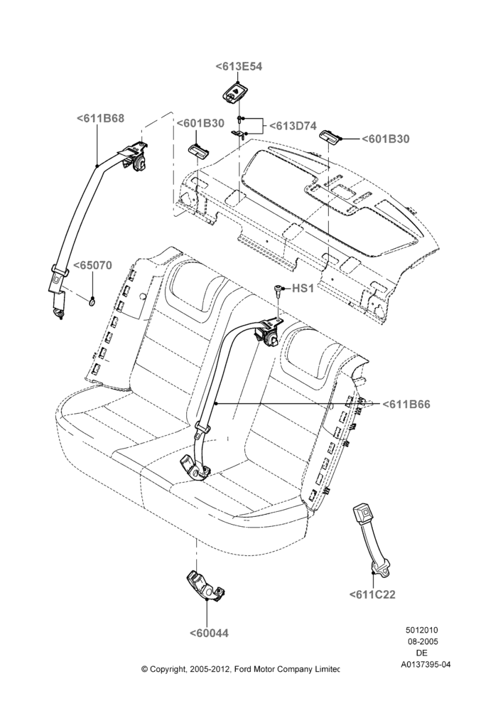 10A - Rear Seat Belts; 01/AUG/2005-04/FEB/2009