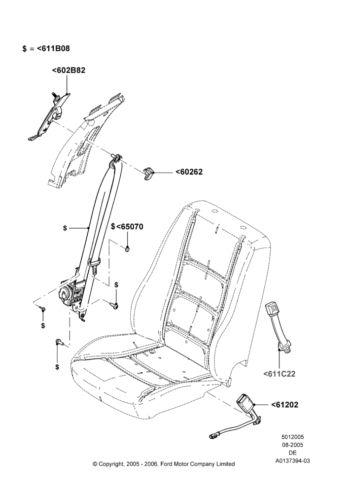 05A - Front Seat Belts, Ford Division Derivative; 01/AUG/2005-04/FEB/2009