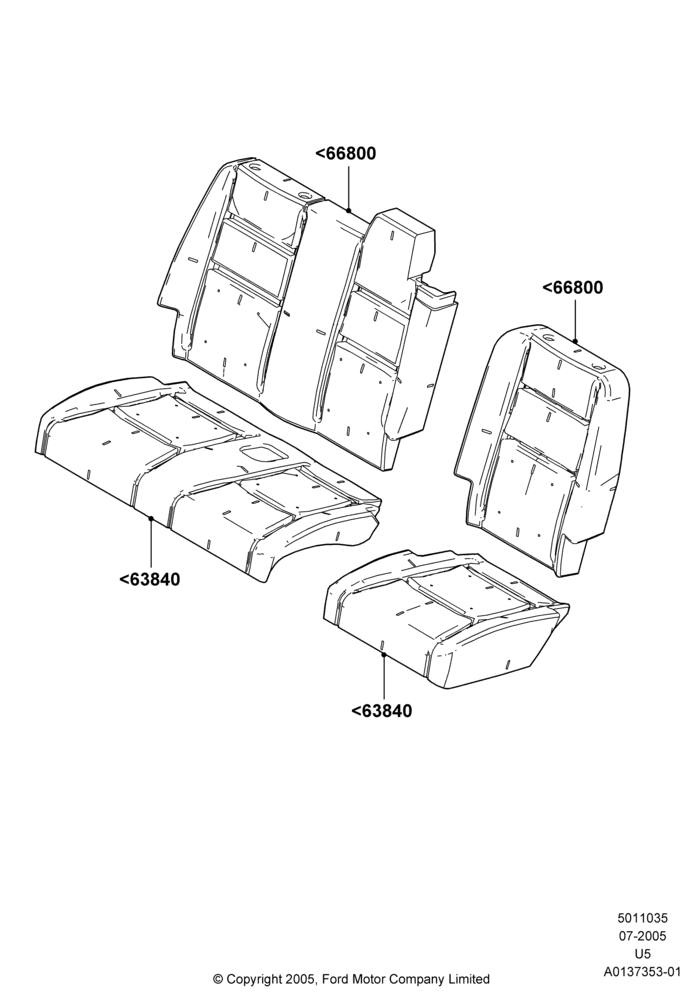 35G - Rear Seat Pads/Valances & Heating, Sec Row 60/40 (3 P)-Easy Entry; 19/JUL/2005-16/DEC/2010