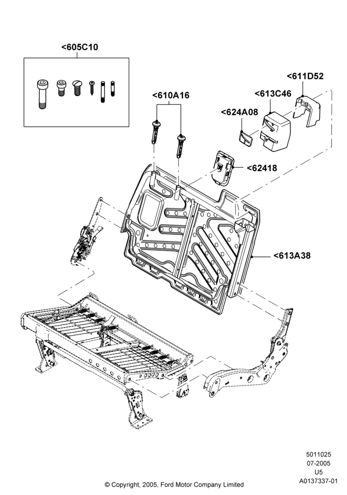 25Q - Rear Seat Back, Sec Row 60/40 (3 P)-Easy Entry, RH; 19/JUL/2005-16/DEC/2010