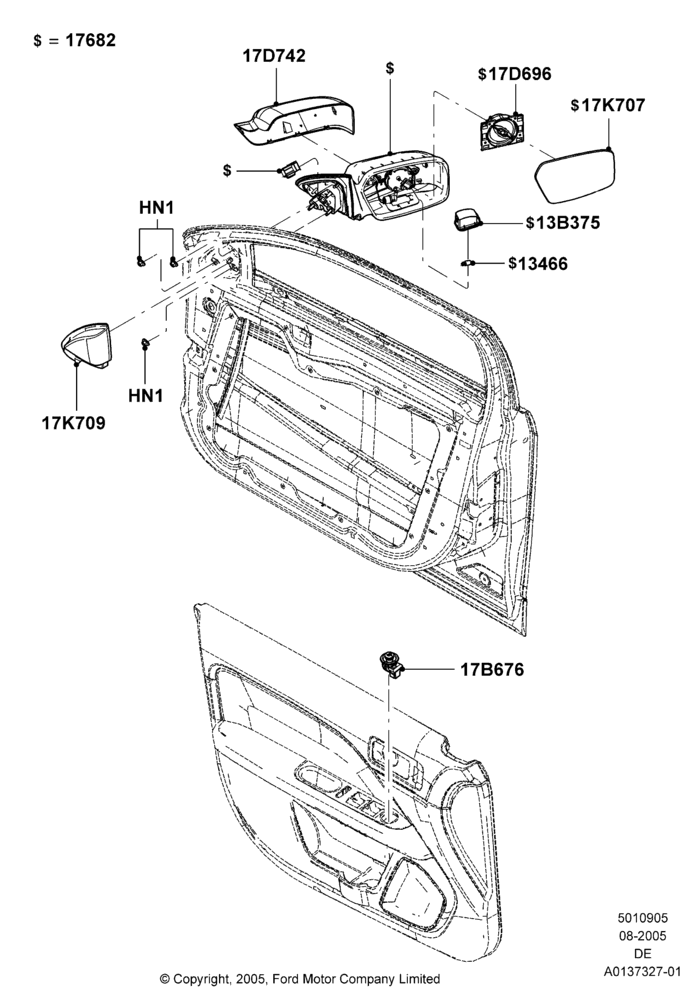 05A - Exterior Rear View Mirror, Ford Division Derivative, Mercury Division Derivative; 01/AUG/2005-04/FEB/2009