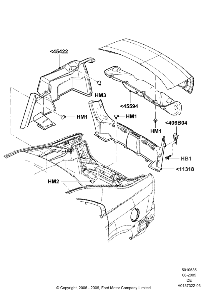35A - Load Compartment Trim, Ford And Mercury Derivative; 01/AUG/2005-30/AUG/2006