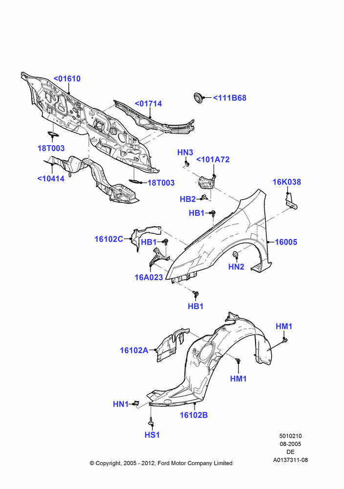 10A - Dash Panel and Front Fenders, Ford Division Derivative, Mercury Division Derivative; 01/AUG/2005-29/JUL/2012