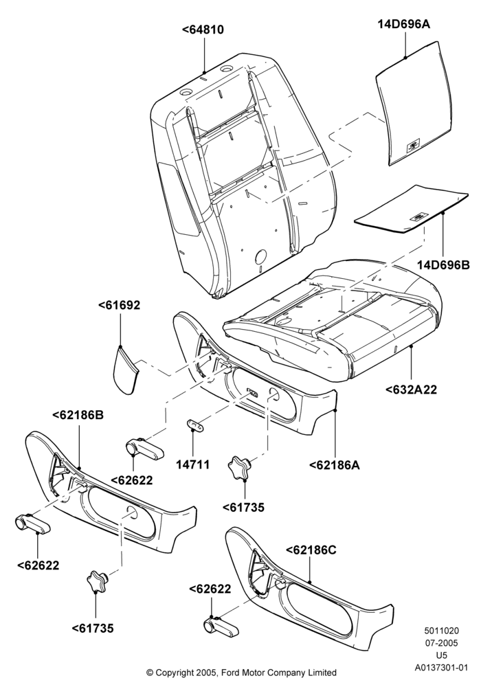 20B - Front Seat Pads/Valances & Heating, Passenger Seat; 19/JUL/2005-16/DEC/2010