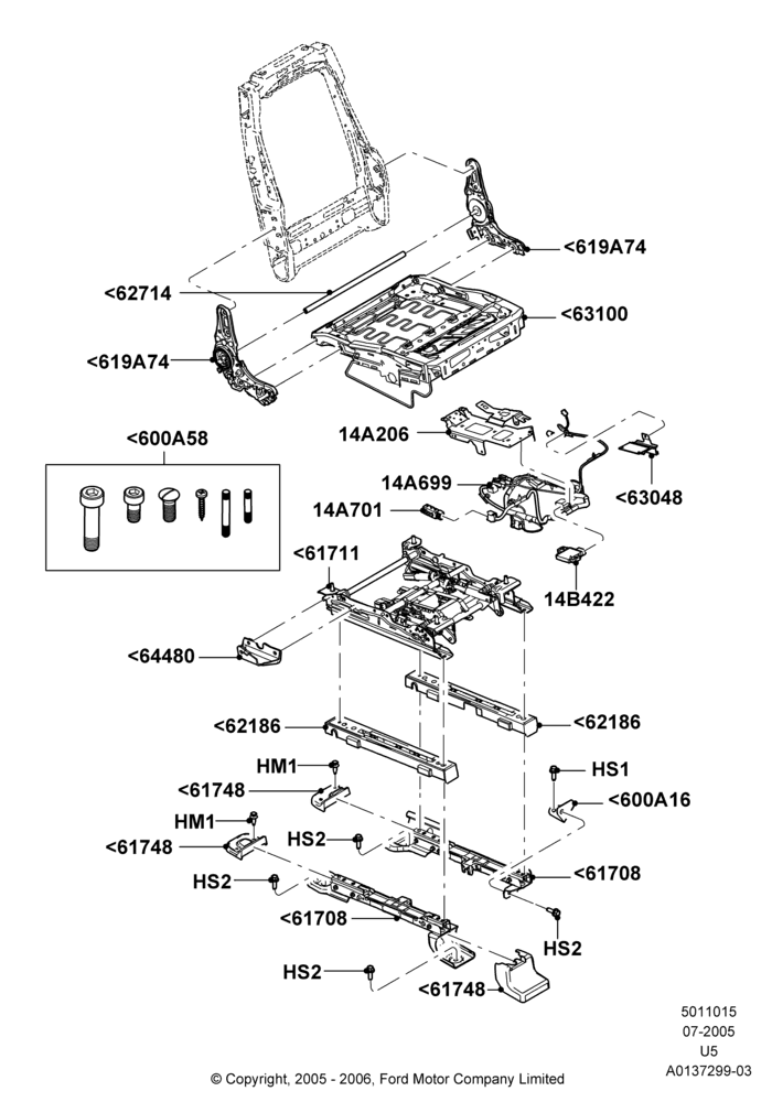 15H - Front Seat Base, With Pass 6 Way Power Seat Adjuster; 19/JUL/2005-16/DEC/2010