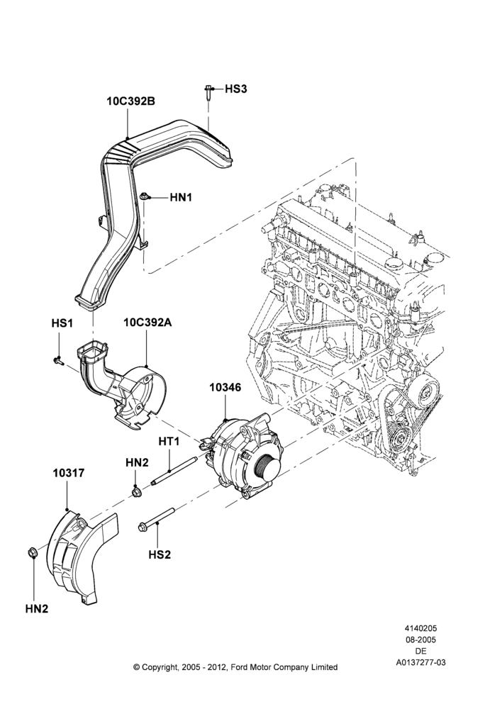 05A - Alternator and Mountings, 2.3L Duratec-HE (145PS) - MI4; 01/AUG/2005-04/FEB/2009
