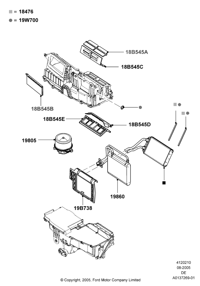 10A - Heater/Air Cond.Internal Components, Manual Air Conditioning; 01/AUG/2005-04/FEB/2009