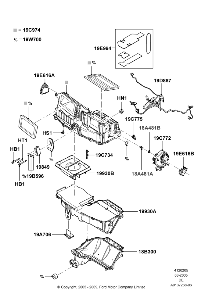 05A - Heater/Air Cond.External Components, Manual Air Conditioning; 01/AUG/2005-04/FEB/2009