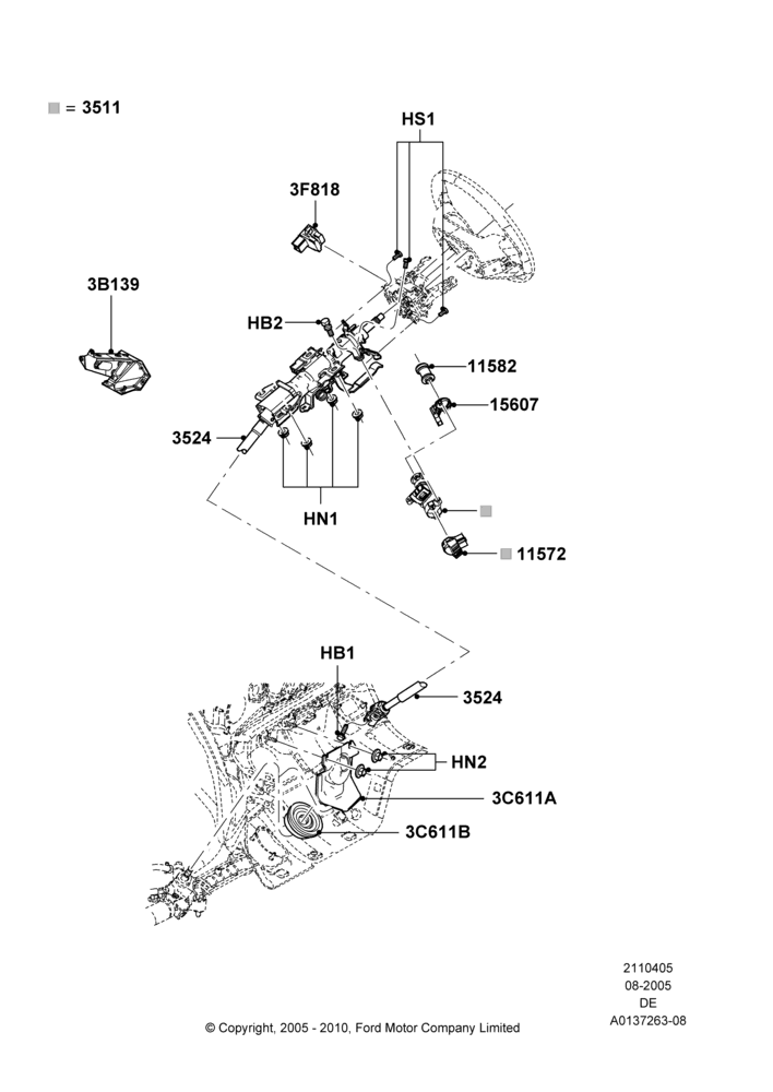 05A - Steering Column; 01/AUG/2005-04/FEB/2009