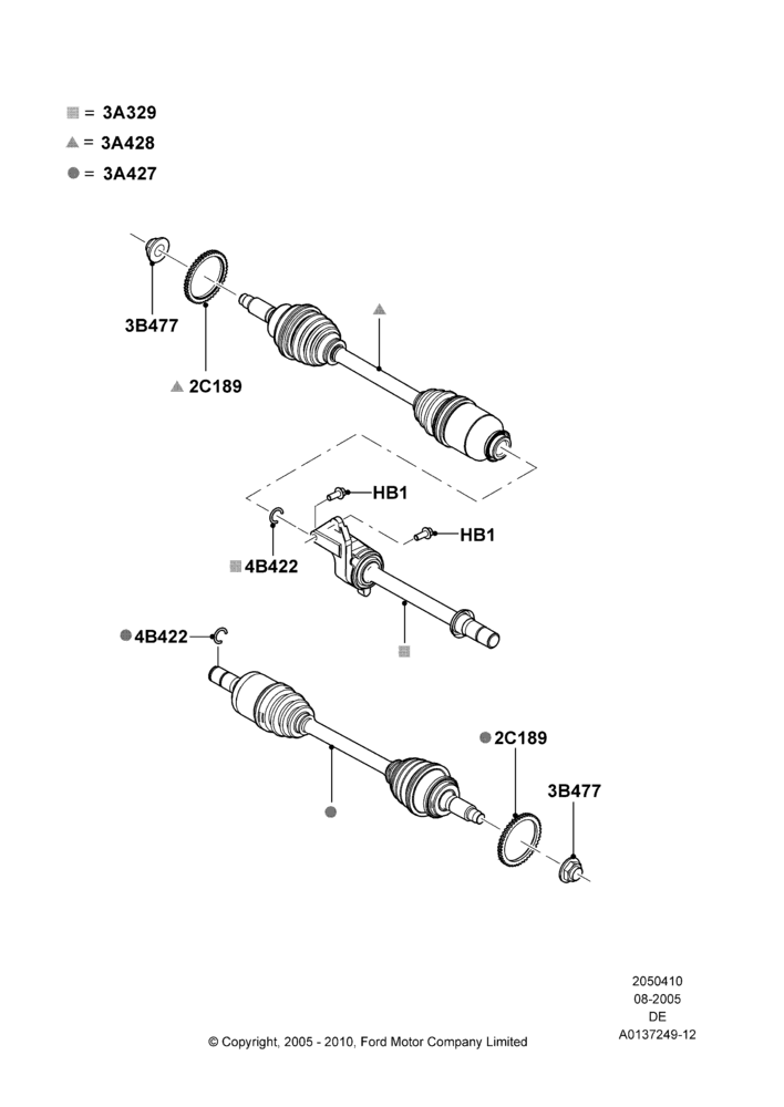 10A - Drive Shaft - Front Axle Drive, LHD 2WD (Front Wheel Drive); 01/AUG/2005-04/FEB/2009