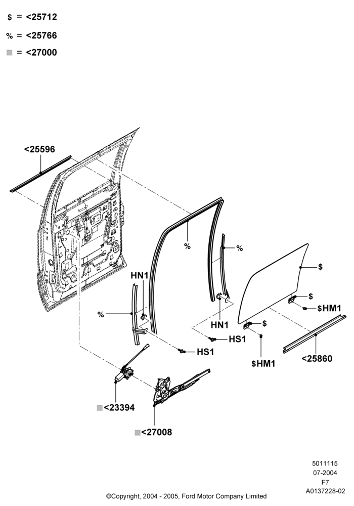 15B - Rear Door Glass and Window Controls, Crew Cab, With Electric Rear Windows; 19/JUL/2004-12/FEB/2010