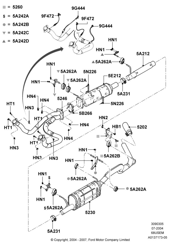 Exhaust System, 6.8L Gas EFI V10, Narrow Frame (Chassis Cab)