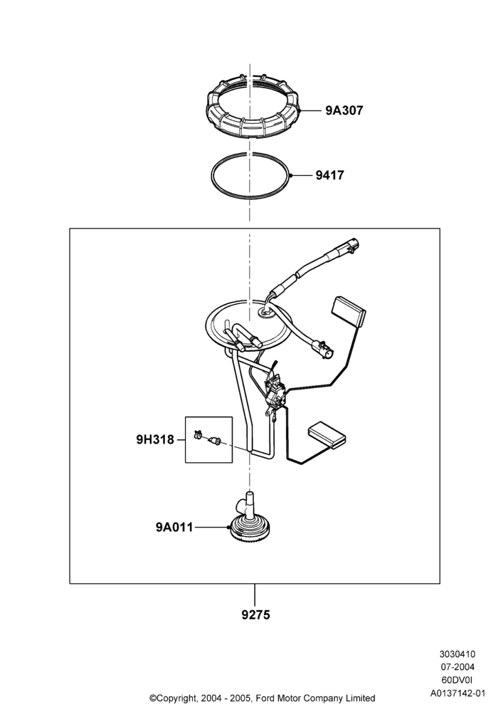 10A - Fuel Pump And Sender Unit, 142"/3607MM Wheelbase, 156"/3962MM Wheelbase, 6.0L OHV Diesel V8, With Mid-Ship Fuel Tank; 19/JUL/2004-18/DEC/2006