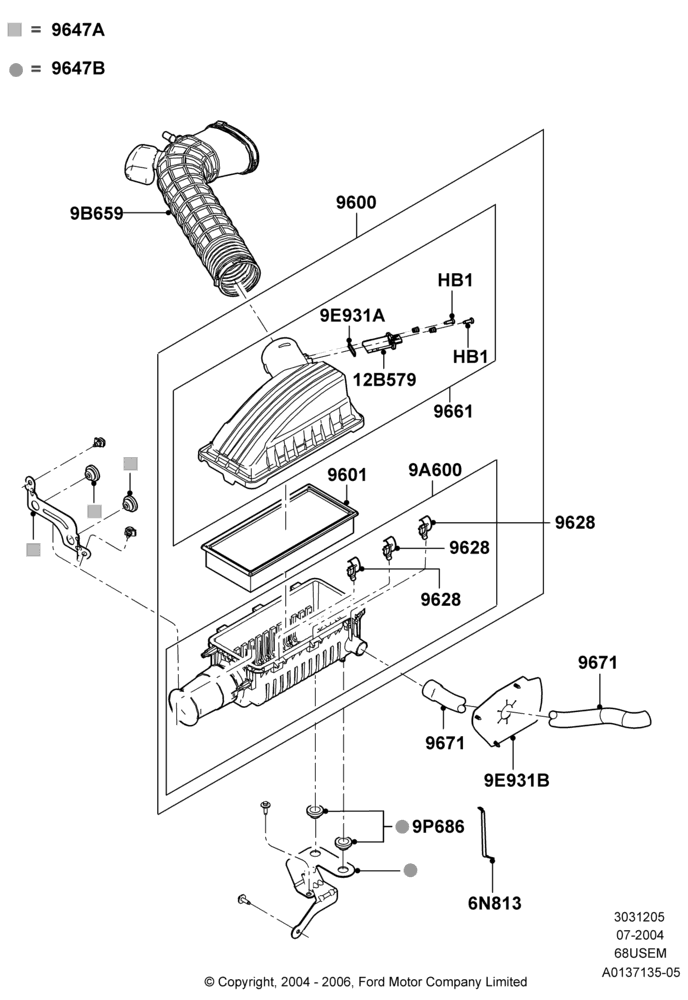05A - Air Cleaner, 6.8L Gas EFI V10; 19/JUL/2004-18/DEC/2006