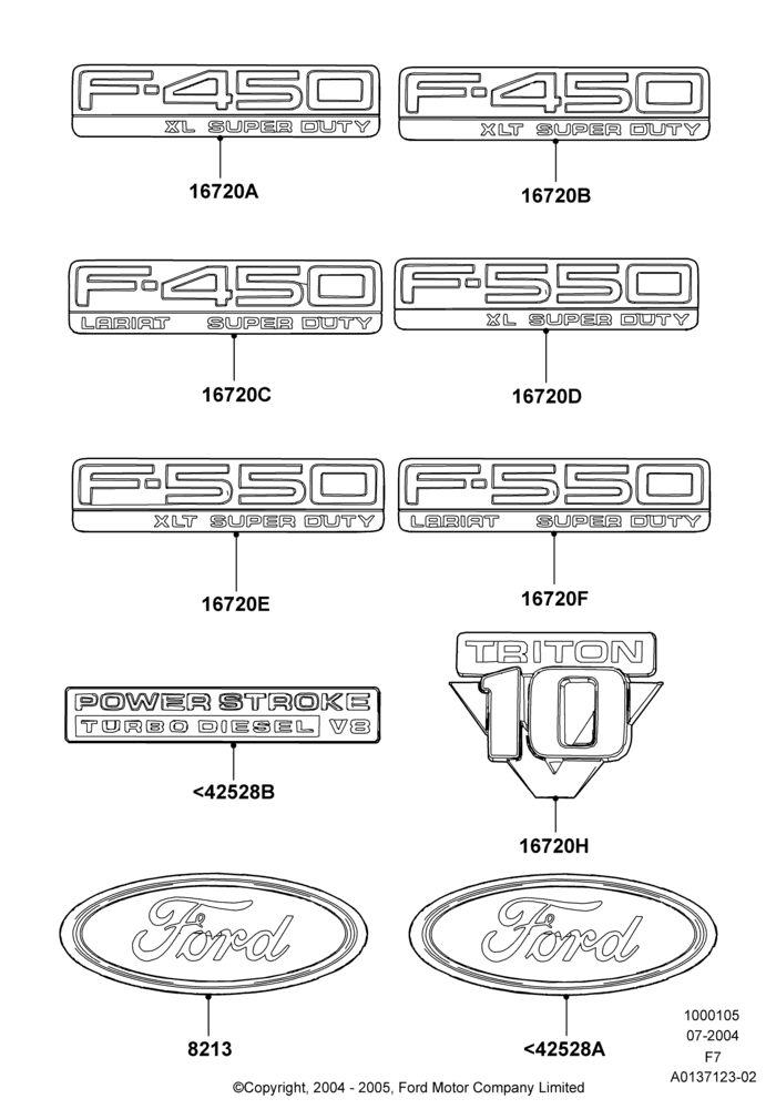 Name Plates, Ford 550 Series, Ford 450 Series