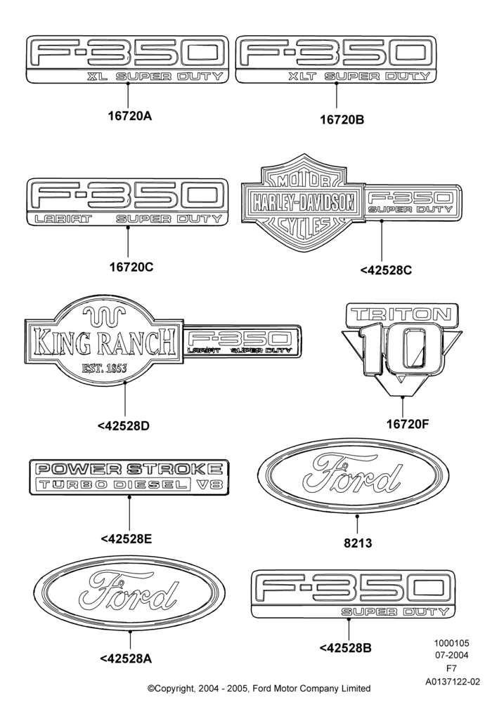 Name Plates, Ford 350 Series