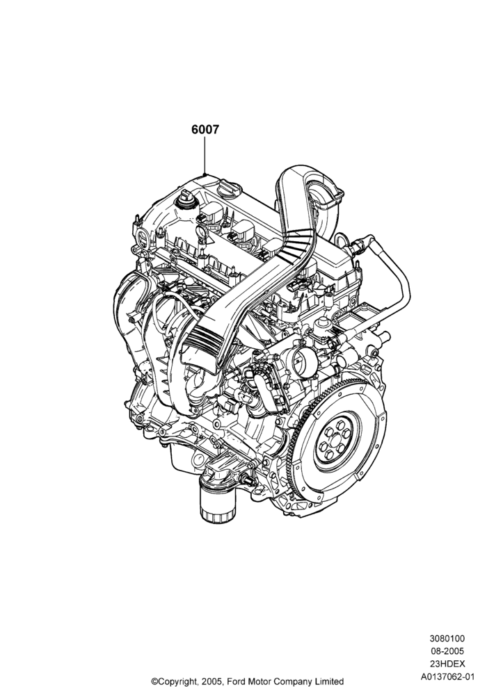 00B - Engine Assy Fully Dressed, 2.3L Duratec-HE (145PS) - MI4; 01/AUG/2005-04/FEB/2009