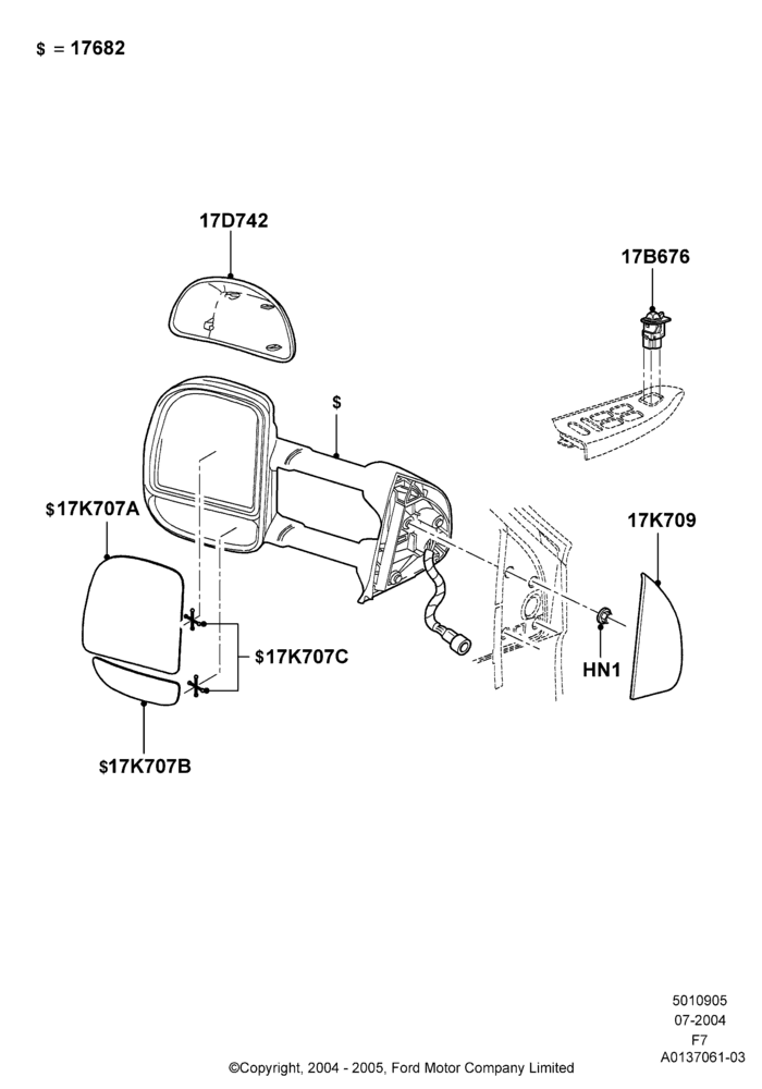 05D - Exterior Rear View Mirror, Telecsp TT Pwr Htd Lighted; 19/JUL/2004-18/DEC/2006