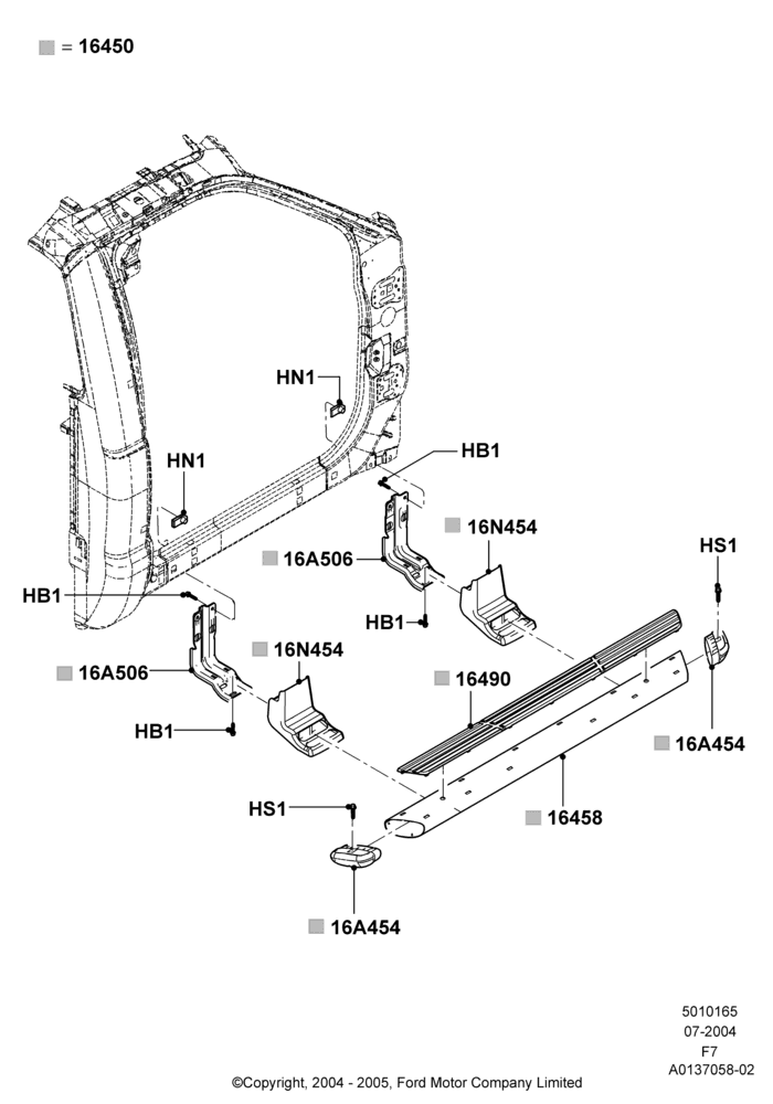 65A - Running Boards/Side Steps, Regular Cab, With Chrome Step Bar, Production Step Bars; 19/JUL/2004-12/FEB/2010