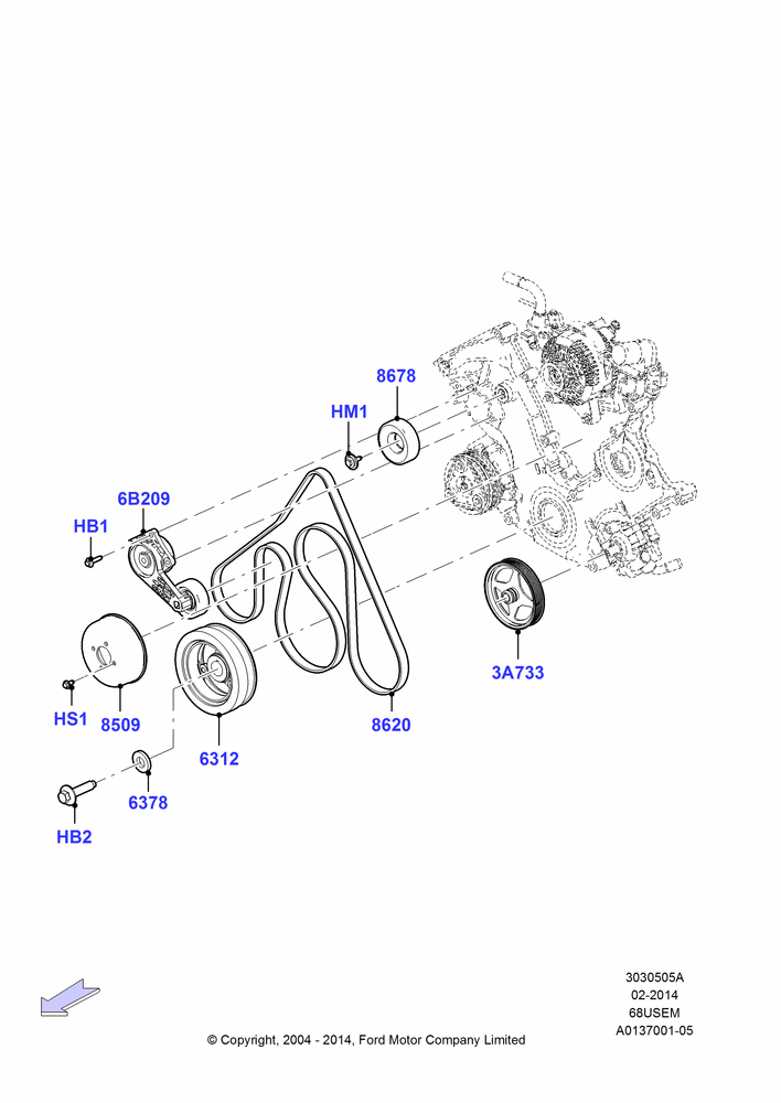 Pulleys and Drive Belts, 6.8L Gas EFI V10